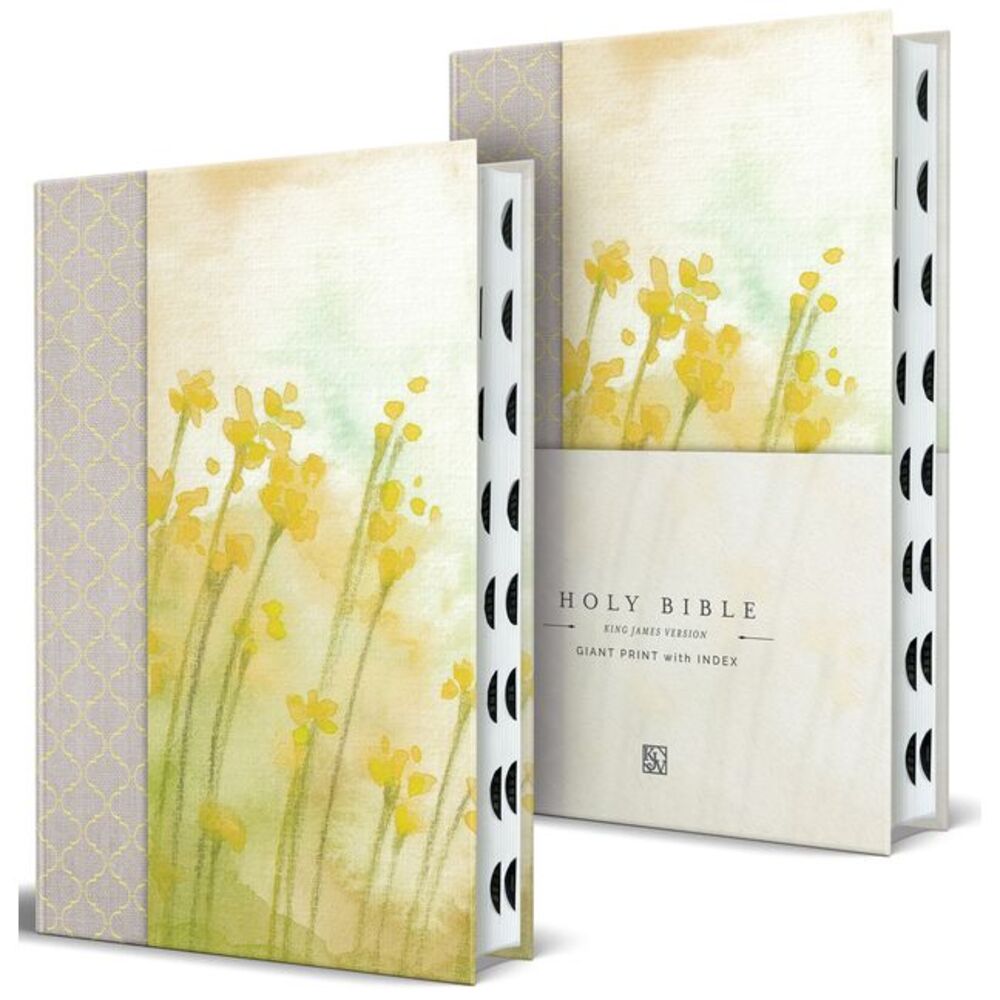 KJV Holy Bible, Giant Print Large Format, Hardcover Yellow Floral Design with Cl
